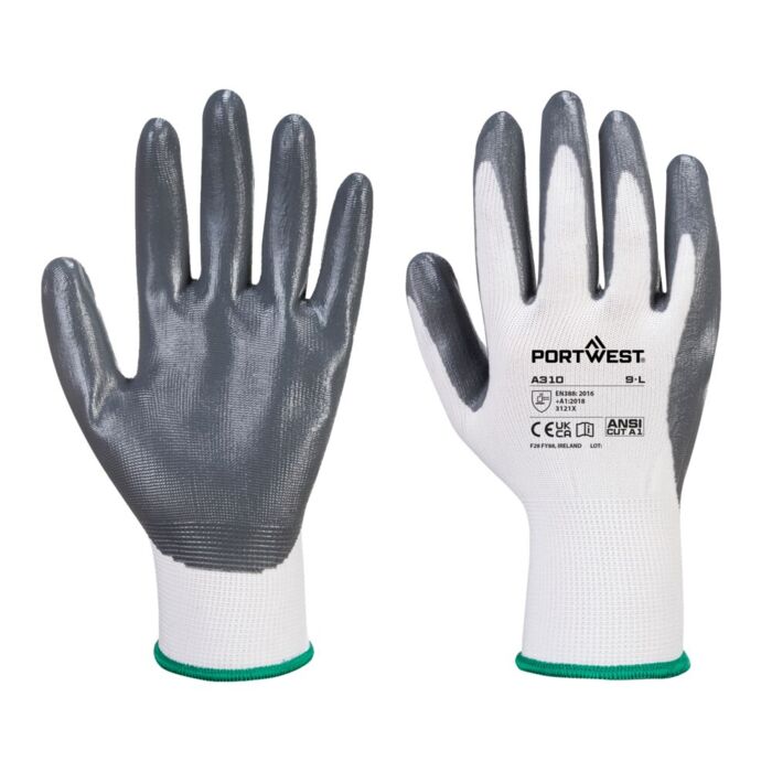 Portwest Flexo Grip Glove Grey/White Thumbnail