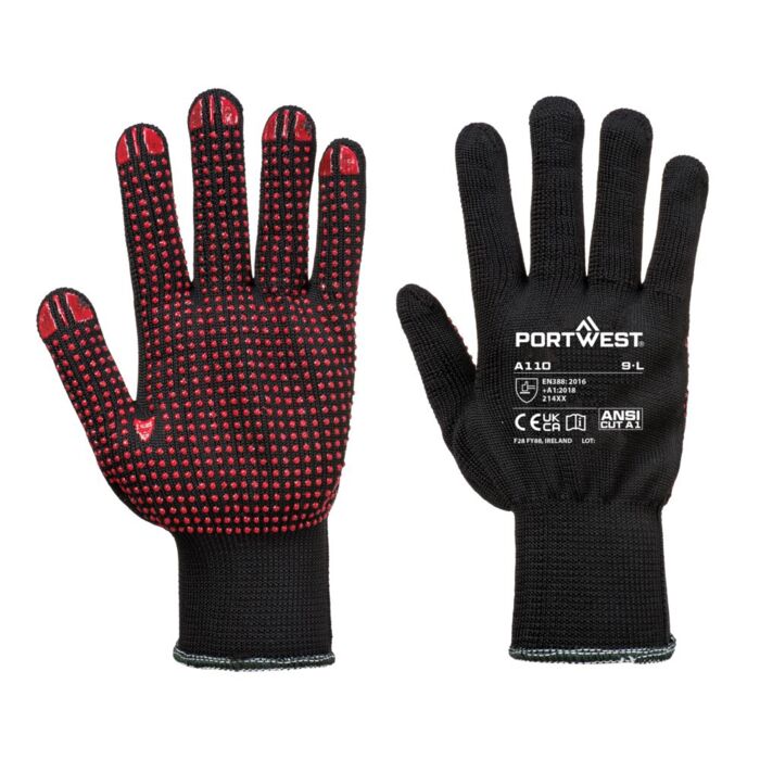 Portwest Polka Dot Glove Black Black Thumbnail