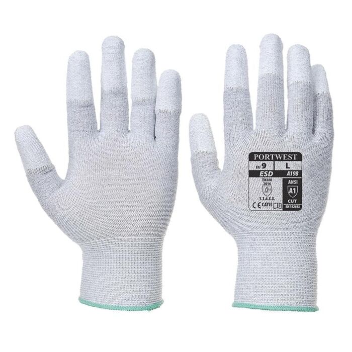 Portwest Antistatic PU Fingertip Glove Grey Thumbnail