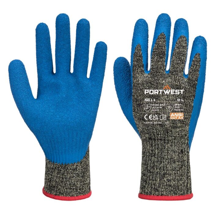 Portwest Aramid HR Cut Latex Glove Black/Blue Thumbnail