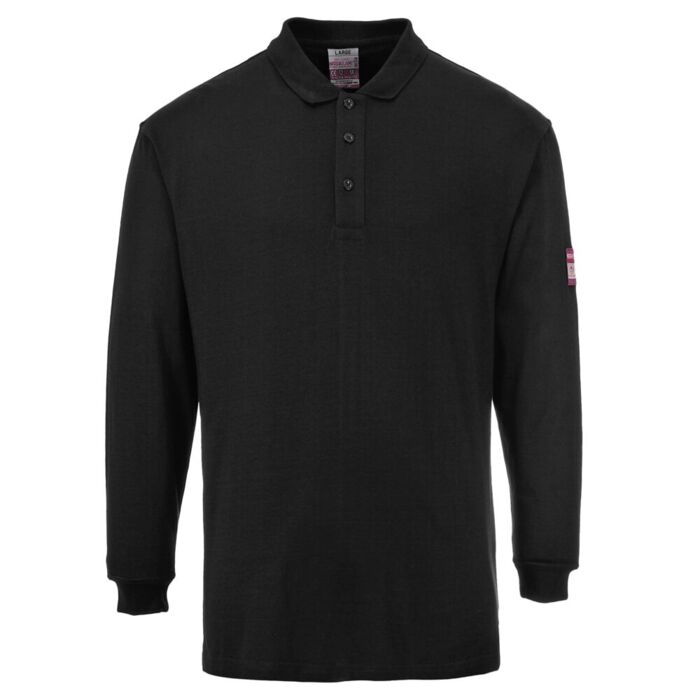 Portwest Flame ResistantAntistatic Polo Shirt Black Thumbnail