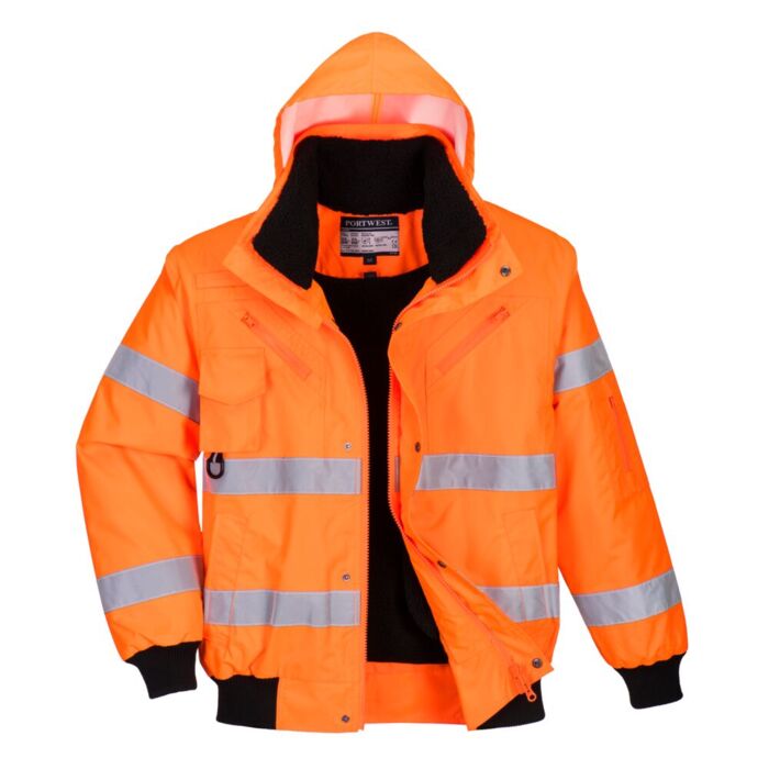 Portwest Hi-Vis 3 in 1 Bomber Jacket Orange Thumbnail