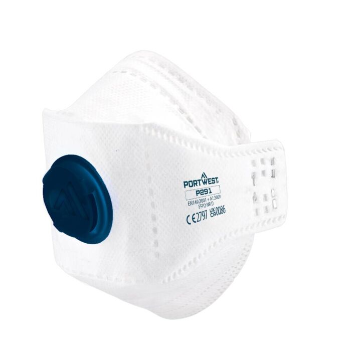 Portwest EAGLE FFP2 Valved Dolomite Fold Flat Respirator (Pk10) Thumbnail