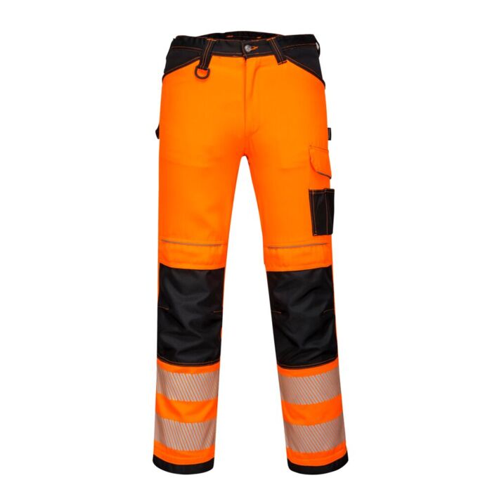 Portwest PW3 Hi-Vis Work Trousers Orange/Black Thumbnail