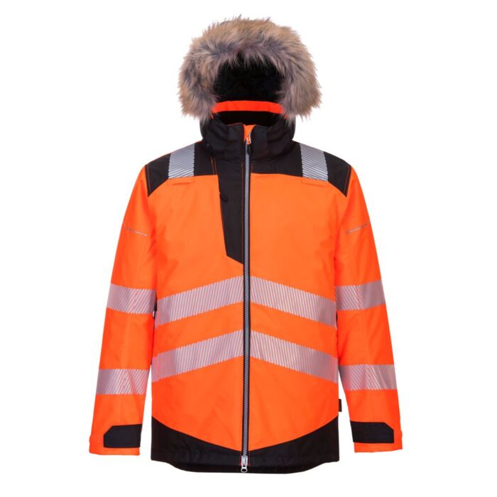 Portwest PW3 Hi-Vis Winter Parka Jacket Orange/Black Thumbnail